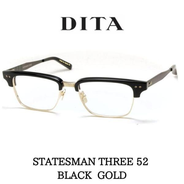 DITA STATESMAN THREE ブラックフレーム メガネ(度あり) reminence_statesmanteree52gld
