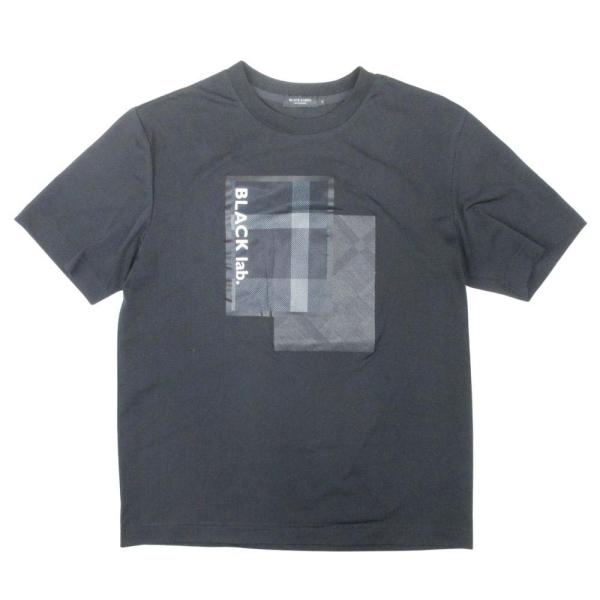 美品 BLACK LABEL CRESTBRIDGE ブラックレーベル クレストブリッジ BLACK lab. ボックスグラフィック Tシャツ 半袖 M 黒 メンズ 古着 中古