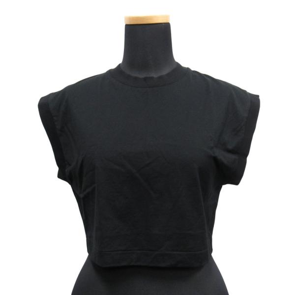 未使用 H BEAUTY&YOUTH エイチ ビューティー＆ユース コットン クロップド Tシャツ カットソー サイズF 黒 ブラック レディース 古着 中古