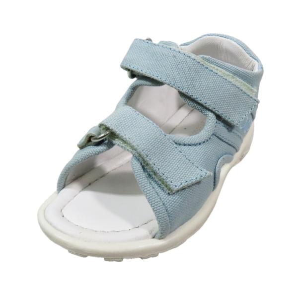 未使用 DOLCE&GABBANA ドルチェアンドガッバーナ キッズ 子供靴 スポーツサンダル DGロゴ キャンバス シューズ 23 青系 キッズ 古着 中古