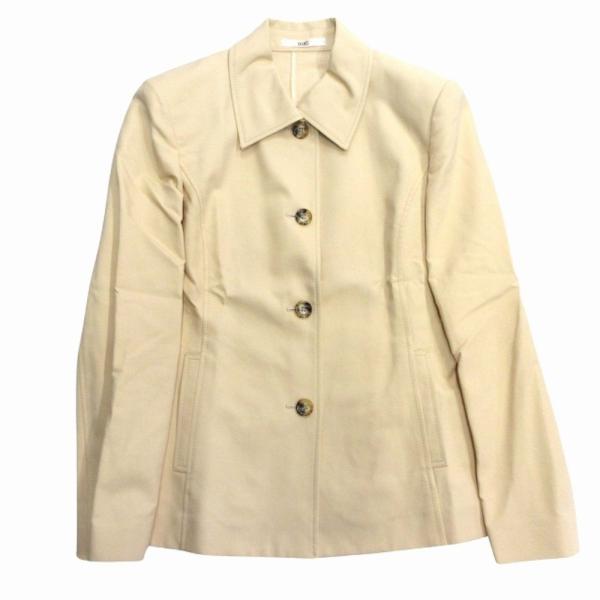 DAKS ダックス ステンカラー コート ジャケット ミドル丈 アウター 肩パッド 9AR ベージュ レディース 古着 中古
