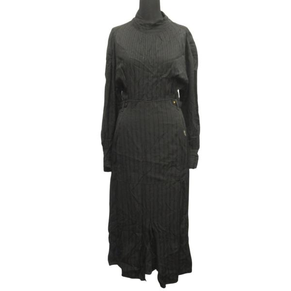 良品 PHOTOCOPIEU フォトコピュー AURELIA GATHERD DRESS ギャザード ドレス ワンピース ロング 36 黒 ブラック レディース 古着 中古