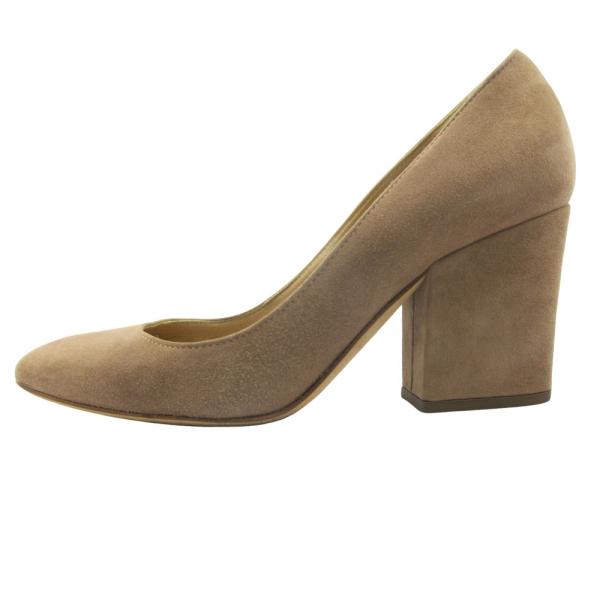 美品 JIMMY CHOO ジミーチュウ スエード レザー パンプス シューズ チャンキーヒール 靴 サイズ34 21cm ベージュ レディース 古着 中古