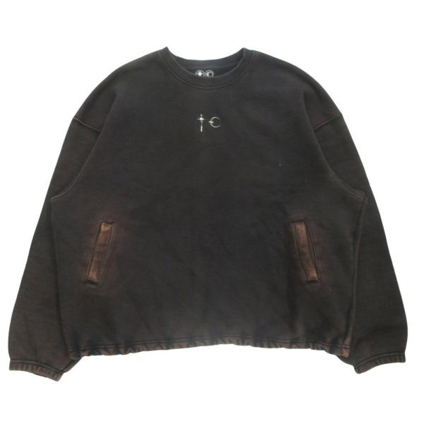 美品 THUG CLUB サグクラブ ウォッシュ ヴィンテージ 加工 トレーナー スウェット ロゴ 金具 ドローコード サイズ3 黒 ブラック メンズ 古着 中古 USED THUG CLUB（サグクラブ） 美品 ウォッシュ ヴィンテージ 加工