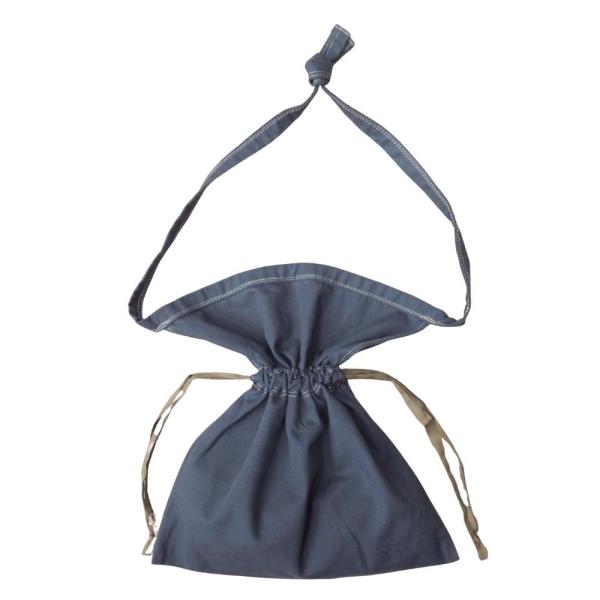 未使用 YOUNG&OLSEN ヤングアンドオルセン 巾着 ショルダーバッグ コットンへリンボーン ミリタリーライク カバン 鞄 ブルー レディース 古着 中古