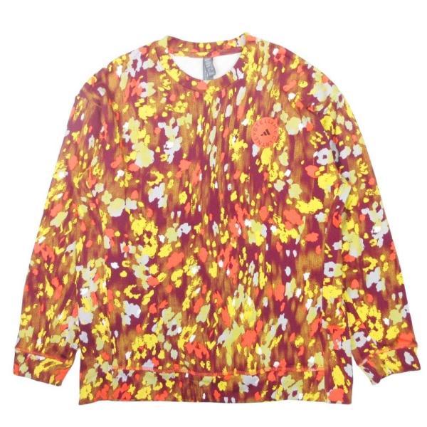新品同様 22AW ADIDAS by Stella McCartney アディダス バイ ステラマッカートニー 総柄 スウェット プルオーバー XS オレンジ レディース 古着 中古