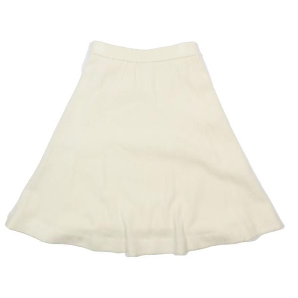 美品 Rene ルネ ホールガーメント リブニット ハーフ スカート フレア 膝丈 6232580 ベージュ 34 レディース 古着 中古