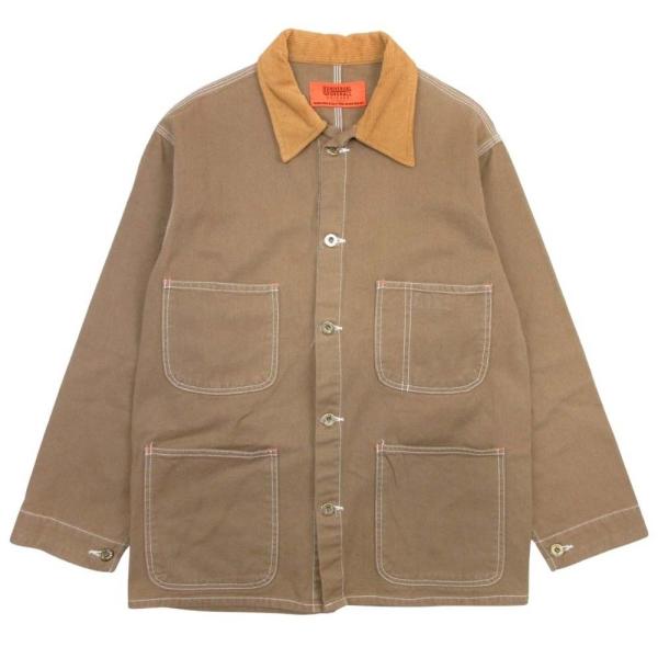 美品 UNIVERSAL OVERALL ユニバーサルオーバーオール カバーオール ワークジャケット コーデュロイ アウター M ベージュ メンズ 古着 中古