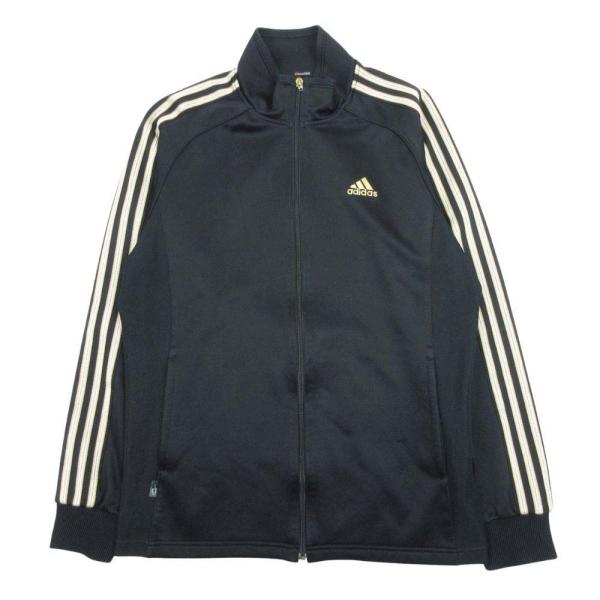 良品 adidas アディダス サイドライン トラックジャケット ジップアップ ジャージ ブルゾン ハイネック Clima365 US/M 黒 ブラック メンズ 古着 中古