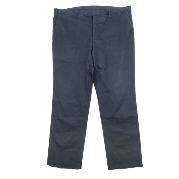 良品 Papas＋ パパスプラス 製品染め ストレッチコットン チノパンツ テーパードパンツ スラックス ボトムス 2X 紺 ネイビー メンズ 古着 中古