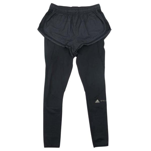 美品 adidas by Stella McCartney アディダスバイステラマッカートニー レイヤード トレーニングウェア パンツ M 黒 ブラック レディース 古着 中古