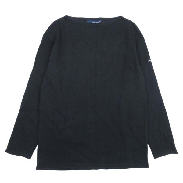 良品 SAINT JAMES セントジェームス バスクシャツ ウエッソン 長袖 ボートネック カットソー トップス ヘビーウェイト 4/M ブラック メンズ 古着 中古