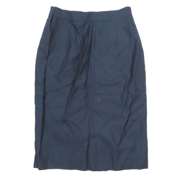 美品 GIVENCHY ジバンシィ 90's ヴィンテージ 膝丈 タイトスカート レーヨン リネン 麻 13 ネイビー レディース 古着 中古