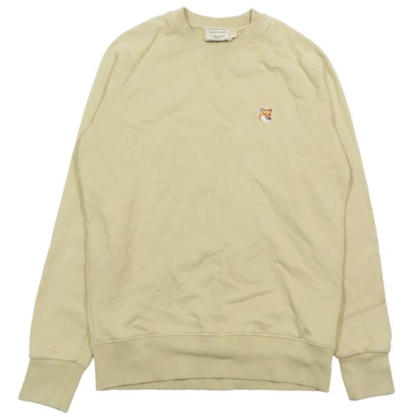 MAISON KITSUNE メゾンキツネ スウェット トレーナー 長袖 クルーネック FOX HEAD カットソー プルオーバー S ベージュ メンズ 古着 中古