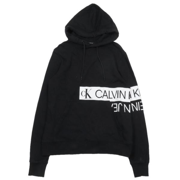 良品 Calvin klein Jeans  カルバンクラインジーンズ スウェット パーカー 長袖 プルオーバー カットソー S ブラック メンズ 古着 中古