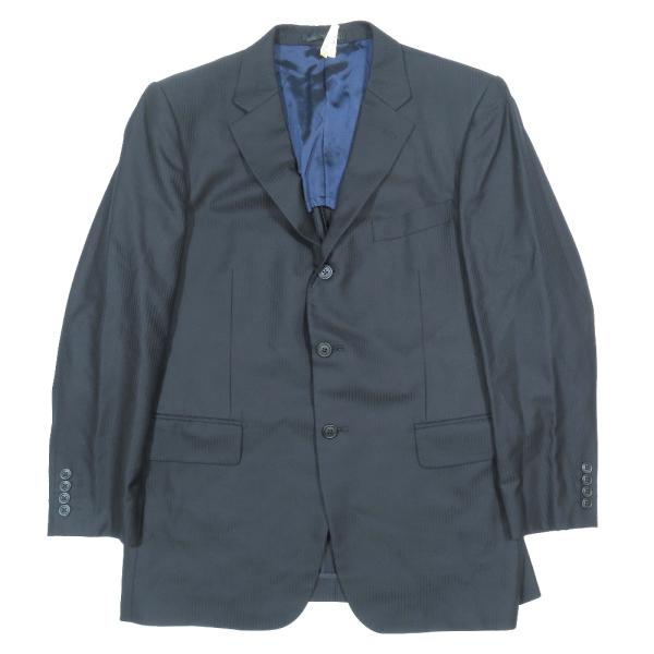 美品 Dunhill ダンヒル ストライプ テーラードジャケット ウール 背抜き 3B サイドベンツ スーツ ブラック メンズ 古着 中古 USED dunhill（ダンヒル） 美品 ストライプ テーラードジャケット ウール