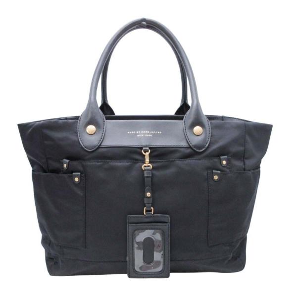 美品 MARC BY MARC JACOBS マークバイマークジェイコブス トートバッグ ハンドバッグ 大容量 パスケース付 ナイロン 黒 ブラック レディース 古着 中古
