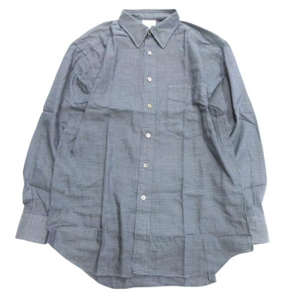 美品 PAUL SMITH COLLECTION ポールスミスコレクション 90's チェック柄 シャツ カットソー ブラウス 長袖 ヴィンテージ L ネイビー系 メンズ 古着 中古