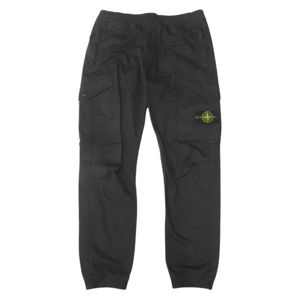 良品 STONE ISLAND ストーンアイランド 20aw コンパスバッジ ガーメントダイ カーゴ パンツ イージー ロゴ W33 黒 ブラック メンズ 古着 中古