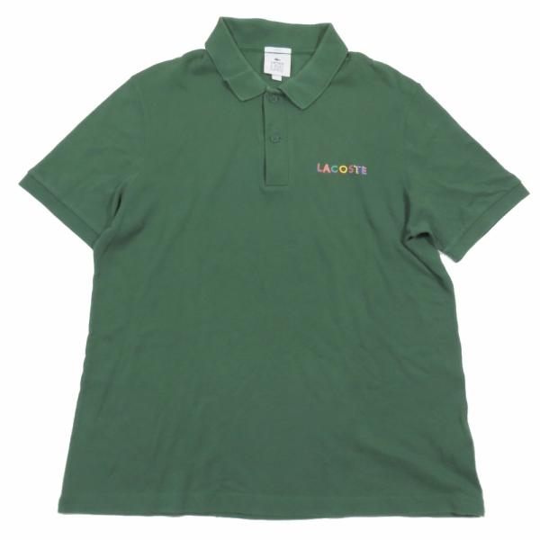 良品 LACOSTE L!VE ラコステライブ ポロシャツ 半袖 ロゴ ワンポイント カットソー プルオーバー コットン L グリーン メンズ レディース 古着 中古
