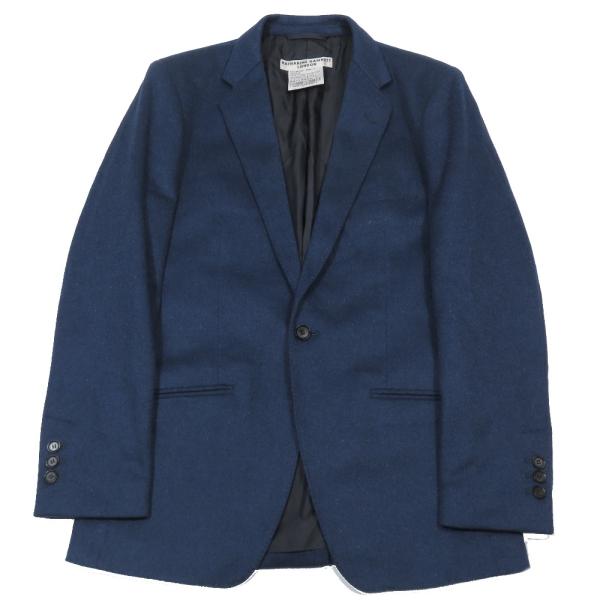 美品 KATHARINE HAMNETT キャサリン・ハムネット テーラードジャケット ブレザー 総裏 1B センターベント ウール L ネイビー メンズ 古着 中古