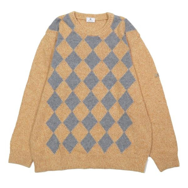 美品 AIGNER アイグナー カシミヤ シルク混 アーガイル柄 ニット セーター 長袖 オレンジ メンズ 古着 中古