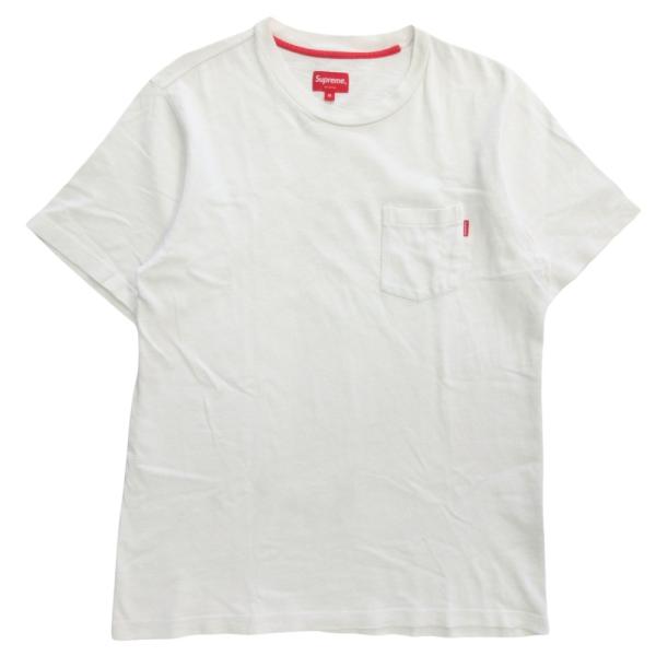 Supreme シュプリーム コットン Tシャツ カットソー 半袖 無地 ポケット サイズM 白 ホワイト  メンズ 古着 中古