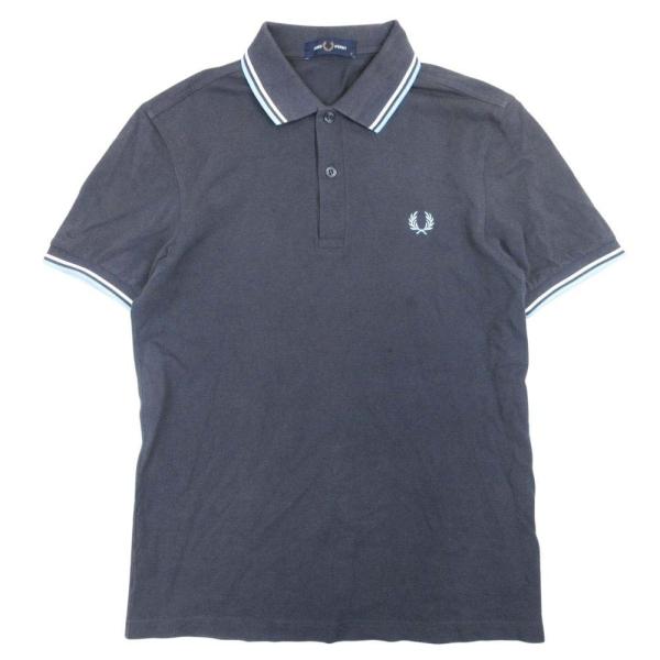 美品 FRED PERRY フレッドペリー ロゴ刺繍 ポロシャツ カットソー トップス 半袖 鹿の子 S チャコール グレー メンズ 古着 中古 USED FRED PERRY（フレッドペリー） 美品 ロゴ刺繍 ポロシャツ カットソー