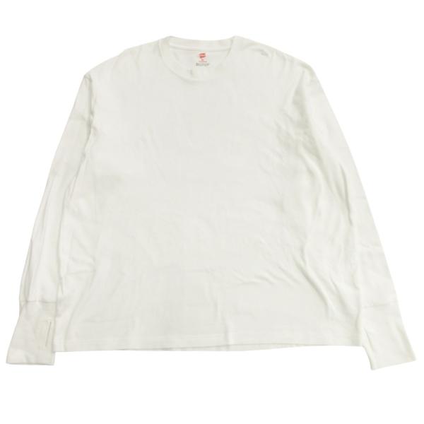 美品 Hanes ヘインズ BIOTOP ビオトープ US COTTON L/S T-SHIRT ロング Tシャツ サムホール カットソー 長袖 XL 白 ホワイト メンズ 古着 中古
