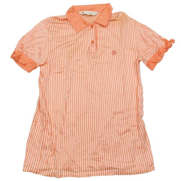 Christian Dior SPORTS クリスチャンディオール スポーツ ヴィンテージ ポロシャツ 半袖 ストライプ カットソー M ピンク レディース 古着 中古