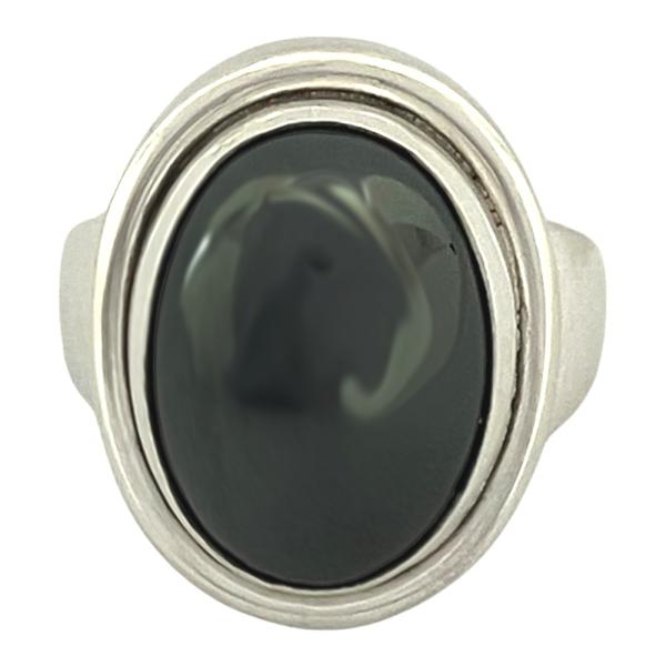 新品同様 Georg Jensen ジョージジェンセン 新品仕上げ済 ヘマタイト リング 指輪 アクセサリー オールド #46A 18号 シルバー 黒 ブラック メンズ 古着 中古