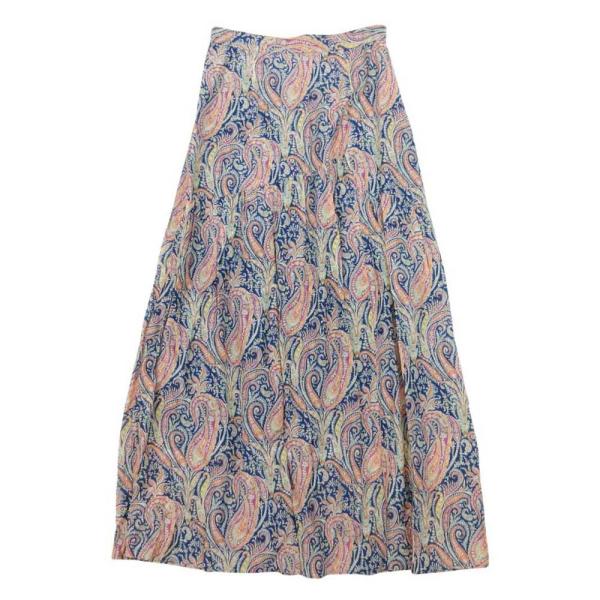 美品 NOLLEY'S ノーリーズ LIBERTY PRINT ペイズリー柄 ロング ギャザースカート 総柄 38 ネイビー マルチカラー レディース 古着 中古