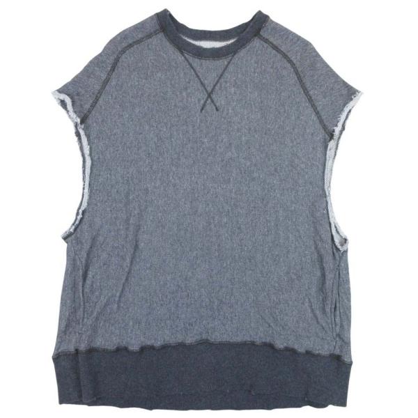 美品 MAISON SPECIAL メゾンスペシャル ノースリーブ カットオフ スウェット トップス ダメージ加工 裏毛 カットソー F グレー メンズ 古着 中古