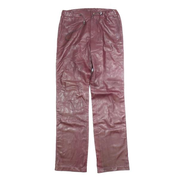 VERSUS VERSACE  ヴェルサス・ヴェルサーチ レザー イージー パンツ ウエストゴム ボトムス 34/48 ボルドー メンズ 古着 中古