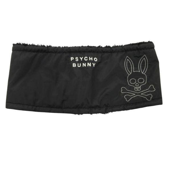 未使用 Psycho Bunny サイコバニー リバーシブルロゴ ネックゲイター ネックウォーマー マフラー フリース ロゴ F ブラック 黒 メンズ レディース 古着 中古
