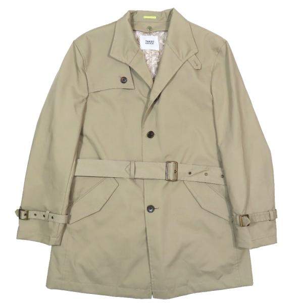 美品 TAKEO KIKUCHI タケオキクチ JG070-97922AB ライナー付き ベルト トレンチコート ミディ丈 ジャケット アウター 4 ベージュ メンズ 古着 中古
