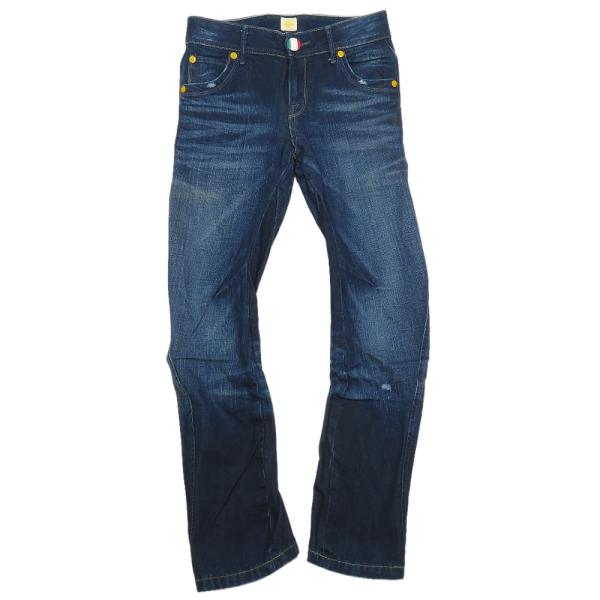 良品 BACK NUMBER バックナンバー デニムパンツ ジーンズ バナナシルエット ユーズド加工 ジップフライ コットン XS インディゴブルー レディース 古着 中古