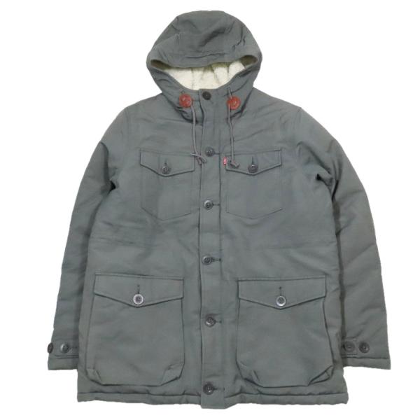 良品 Levi's リーバイス モッズコート ミリタリー 中綿マウンテンパーカー ドローコード ジャケット アウター L カーキ メンズ 古着 中古