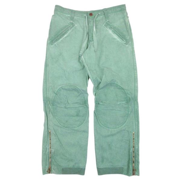 美品 ARMANI JEANS アルマーニ・ジーンズ ミリタリーライク ワークパンツ ボトムス ムラ染 ニーパッチ イージー 30 緑 グリーン レディース 古着 中古