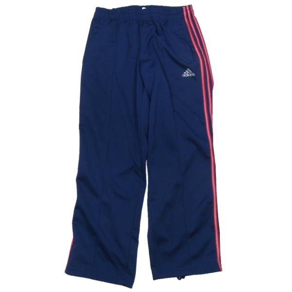 良品 adidas アディダス 00s ヴィンテージ ジャージ トラック イージーパンツ ロング サイド3本ライン O ブルー レッド メンズ 古着 中古