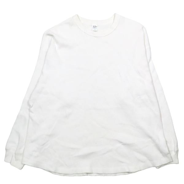 良品 FRUIT OF THE LOOM フルーツオブザルーム ワッフル Tシャツ 長袖 ラウンドネック カットソー コットン M ホワイト メンズ 古着 中古