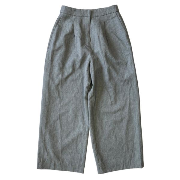 美品 Demi-Luxe BEAMS デミルクスビームス アシンメトリー タック ワイド パンツ スラックス サイズ36 グレー レディース 古着 中古