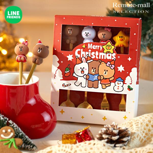クリスマス限定】LINE FRIENDS スプーン フォーク セット 4本