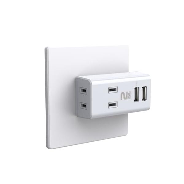 USB付き電源タップ スリムデザイン 抗菌仕様 2個口タップ 最大出力1A仕様 STPP4024-WT コンセントタップ 電源 充電ポート 充電器 トップランド TOPLAND