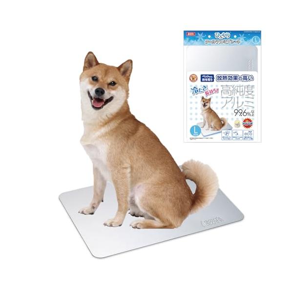 マルカン ひんやりクールアルミプレート L 犬猫用 高純度アルミ99.6%以上 アルマイト加工 すべり止めパッド付 熱中症対策 暑さ対策