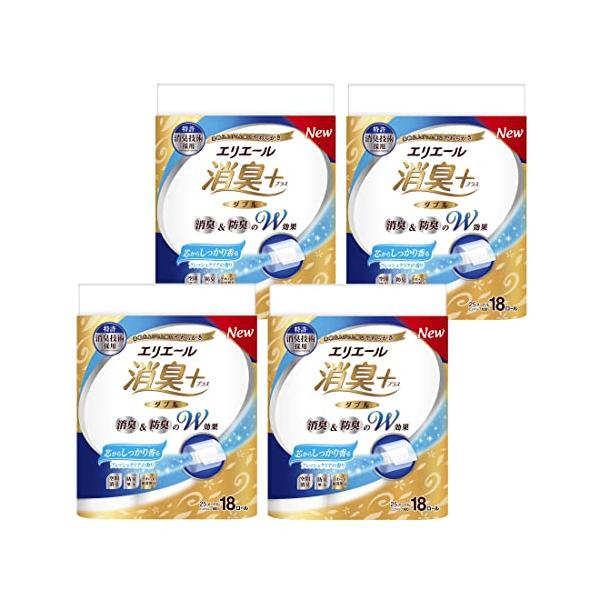 エリエール トイレットペーパー 消臭プラス(＋) 25m×72ロール (18ロール×4パック) ダブル パルプ100% 芯からしっかり香るフレッ
