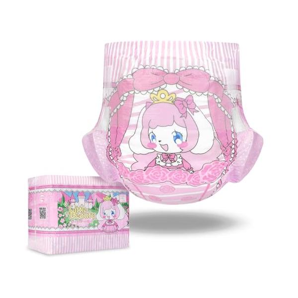 LittleForBig 大人用不織布おむつ 10枚入り*1パック 可愛い絵柄ピンキー美姫ちゃん消える花印 厚型 高い吸収力 ベルクロ 総計10