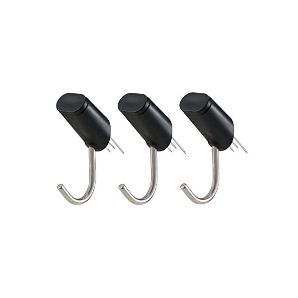 他サイト： レック(LEC) 穴の目立たない ピンフック 3個入 耐荷重 2kg ブラックの商品画像