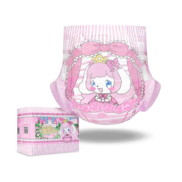 LittleForBig 大人用不織布おむつ 10枚入り*1パック 可愛い絵柄ピンキー美姫ちゃん消える花印 厚型 高い吸収力 ベルクロ 総計10