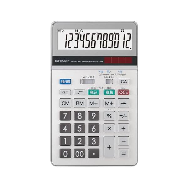 シャープ 実務電卓 EL-N742K-X グリーン購入法適合12桁 ナイスサイズ 日数&時間計算 サイレントキー チルト表示 アンサーチェック